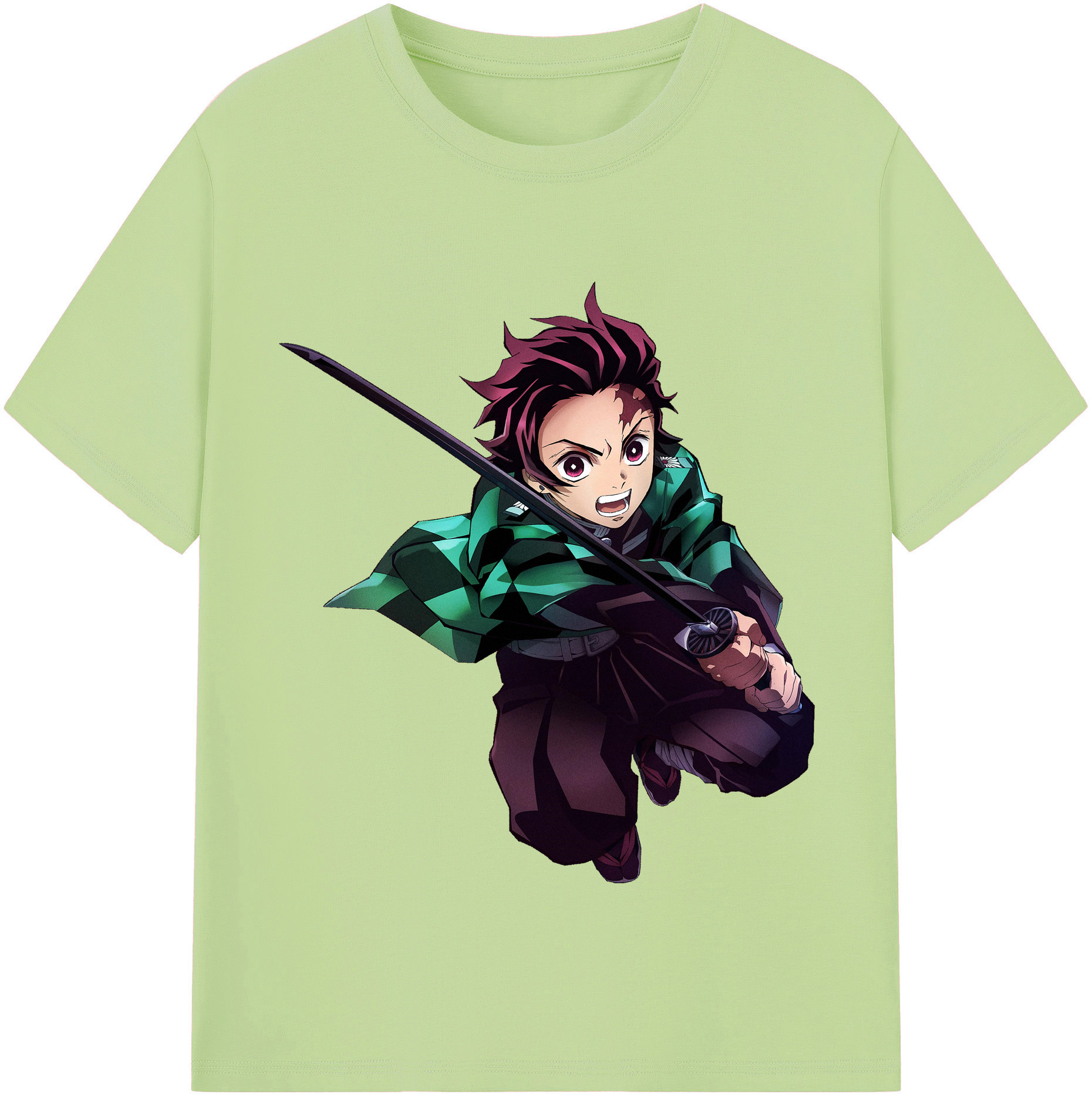 （画像用） 鬼滅の刃 竈門 炭治郎／かまど たんじろう Kamado Tanjirou 綿100％半袖Tシャツ（フロントプリント）